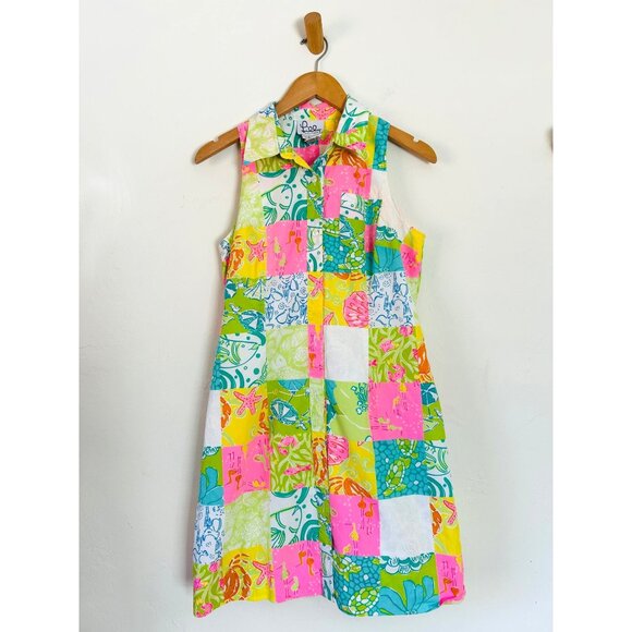 Vintage Lilly Pulitzer Womens Sz 10 Patchwork Sleeveless Collared Dress Multicol - Picture 11 of 12